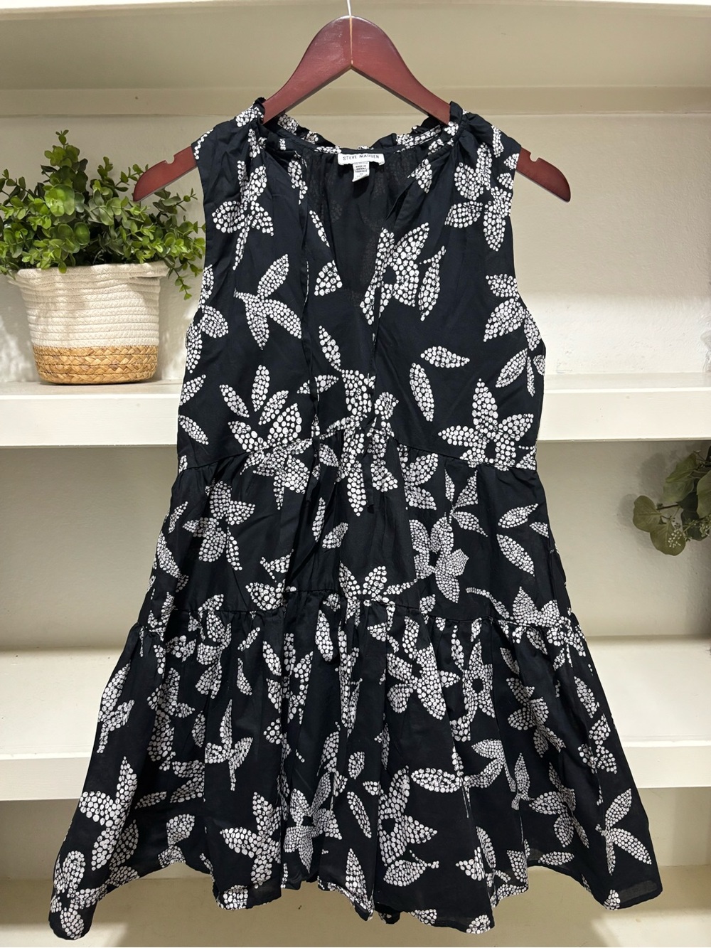 Steve Madden Black Dress with White Floral Print